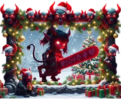 Fast games tile with a devil girl and a casino chainsaw