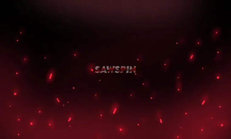 SawSpin new member bonus card on a dark red background with sparks