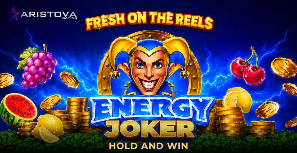 Aristova Energy Joker hold and win pokie banner from the SawSpin studios